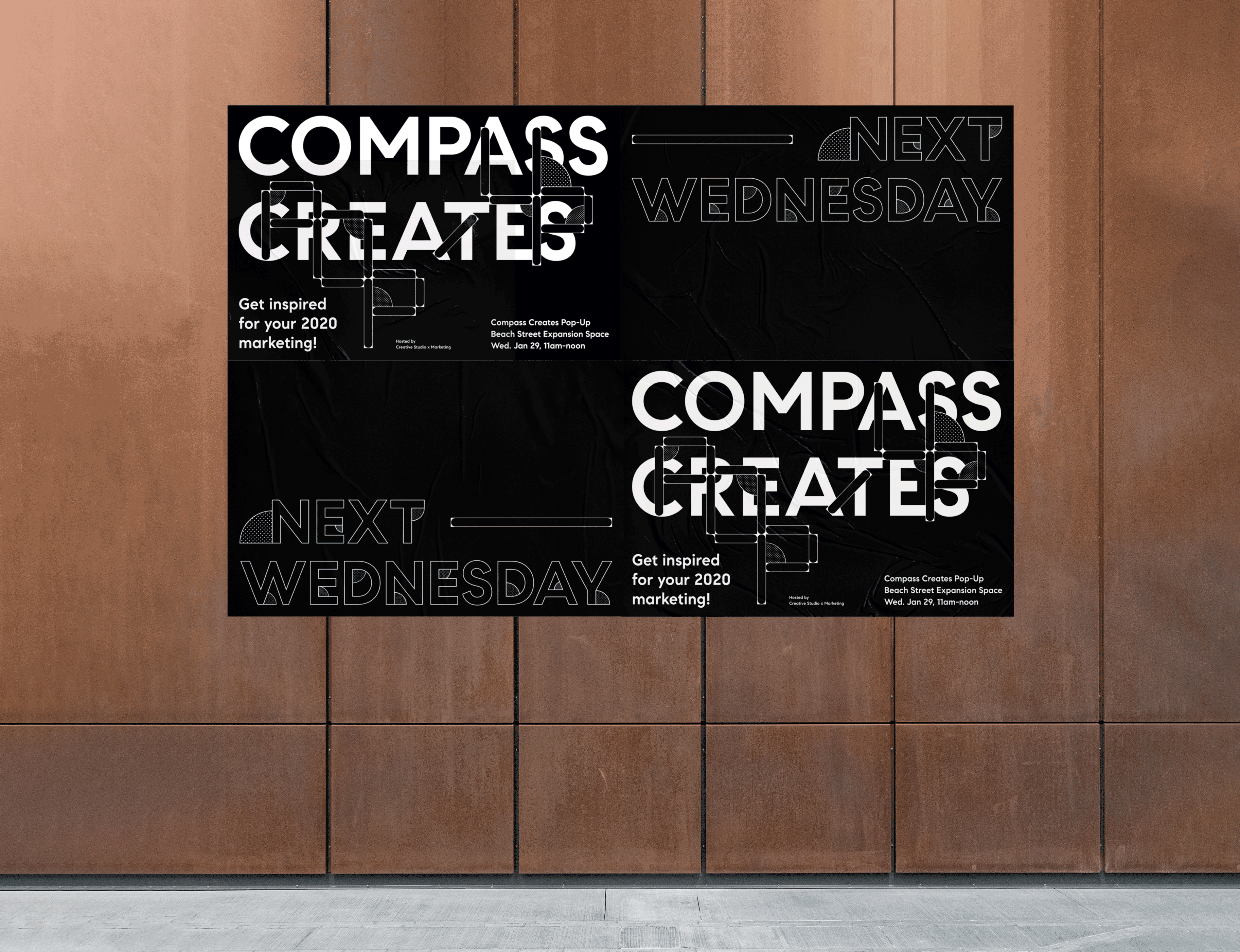 2 Compass Creates Pop Up Tiling Posters